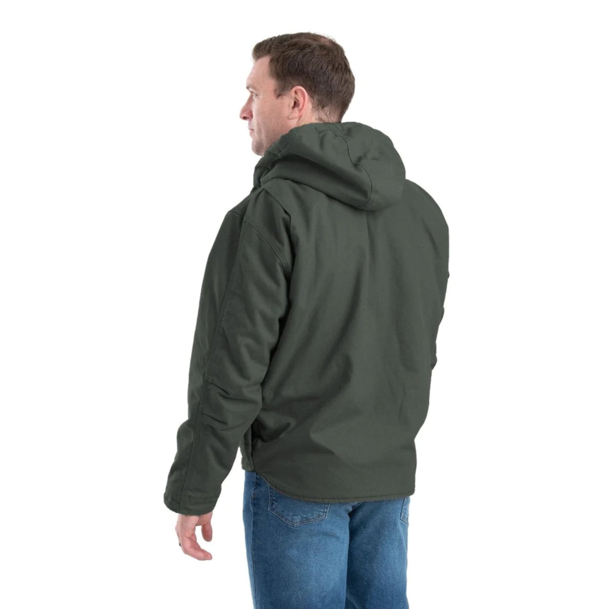 Berne Men's Heartland Washed Duck Hooded Work Coat- Moss Green by Lenny's Shoe & Apparel