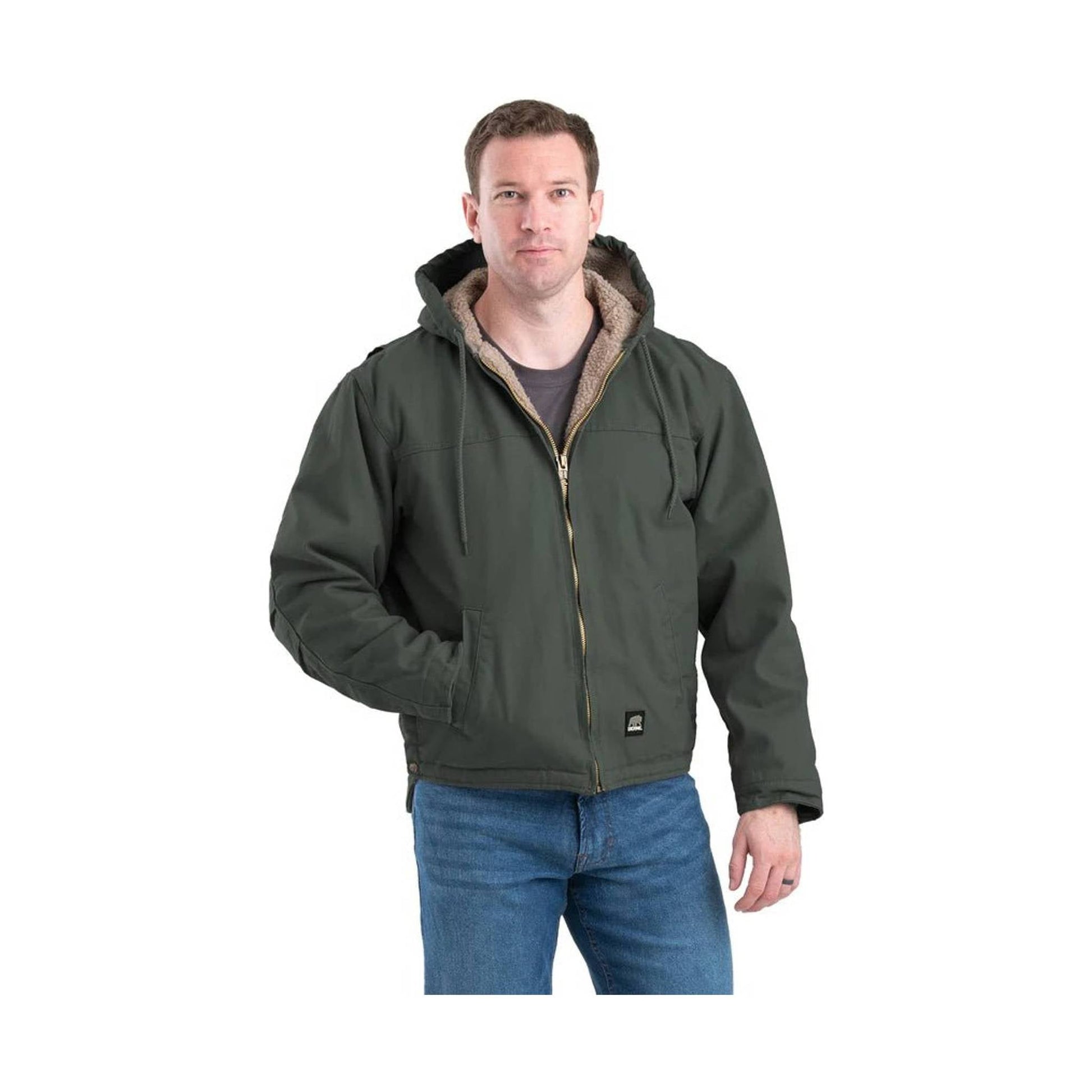 Berne Men's Heartland Washed Duck Hooded Work Coat- Moss Green by Lenny's Shoe & Apparel