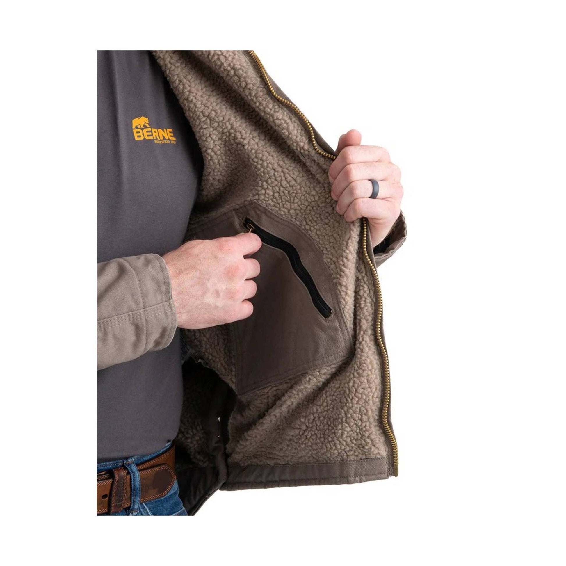 Berne Men's Heartland Washed Duck Hooded Work Coat- Moss Green by Lenny's Shoe & Apparel