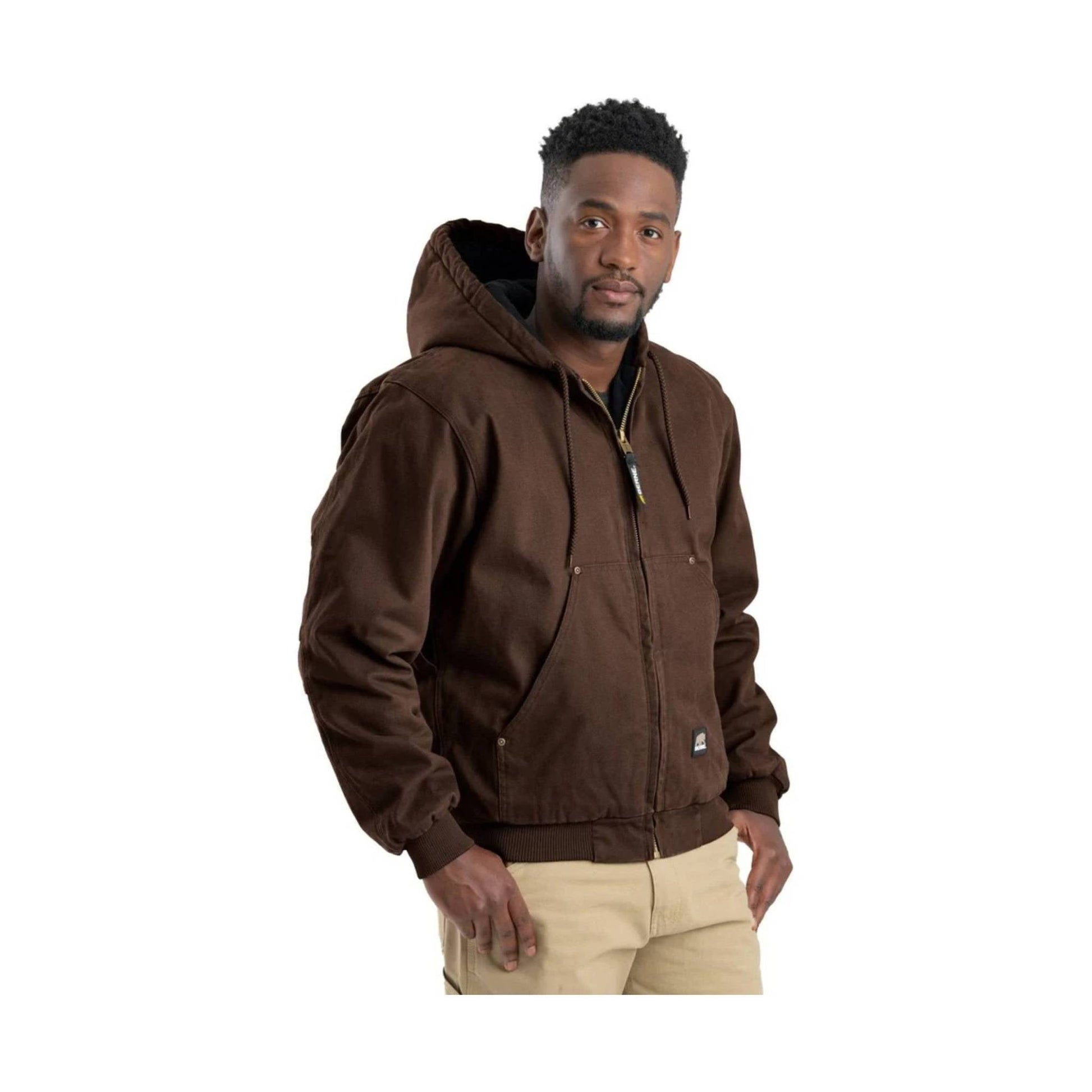 Berne Men's Heartland Washed Duck Hooded Work Jacket - Bark by Lenny's Shoe & Apparel