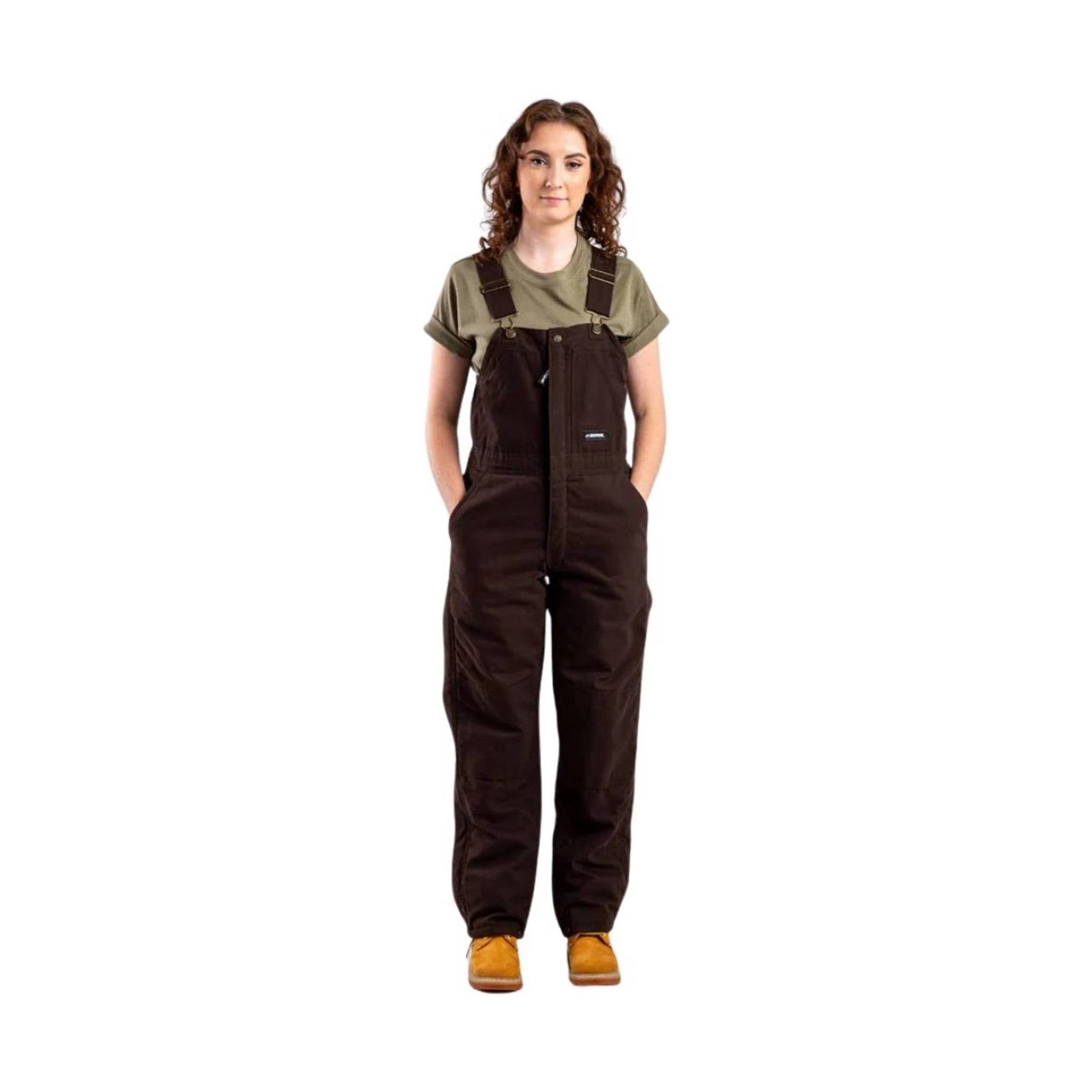 Berne Women's Washed Insulated Bib overall - Dark Brown by Lenny's Shoe & Apparel