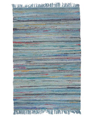 Sturbridge Rag Rug Cotton Light Blue 2' x 3' by Homeportonline