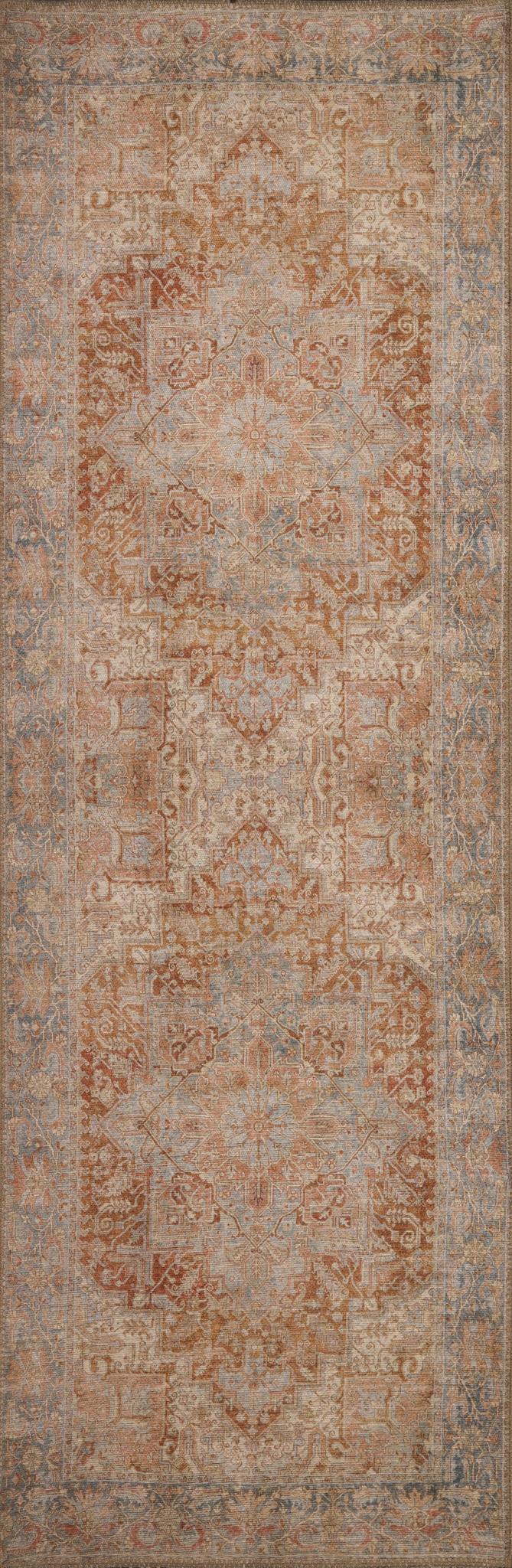 London Serena Rust & Blue Washable Rug 5'6" x 7'6" by Homeportonline