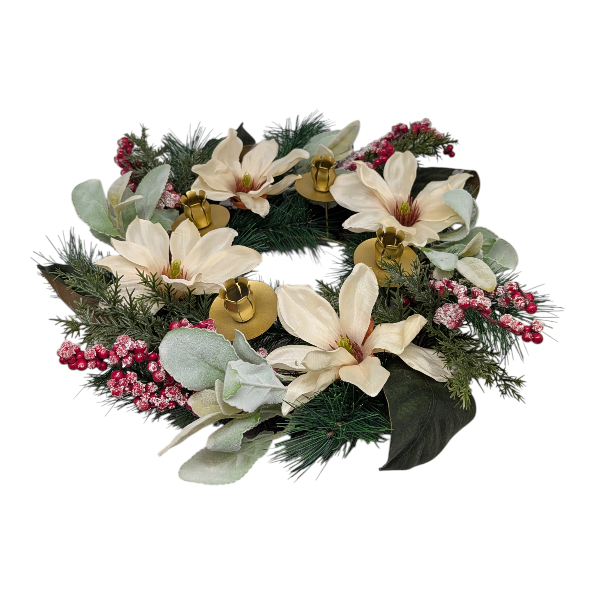 Magnolia Christmas Advent Wreath - 16 Inch