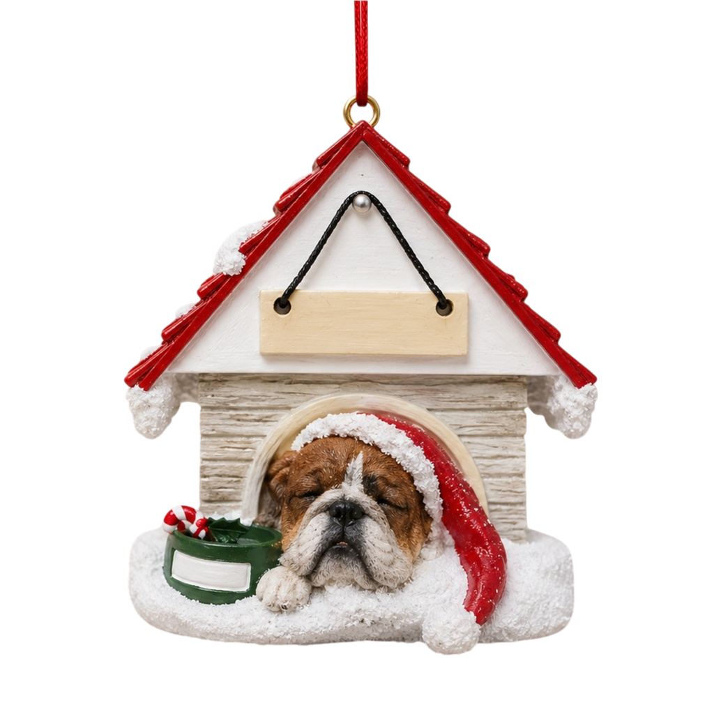 Ceramic Doghouse Ornament - Bulldog