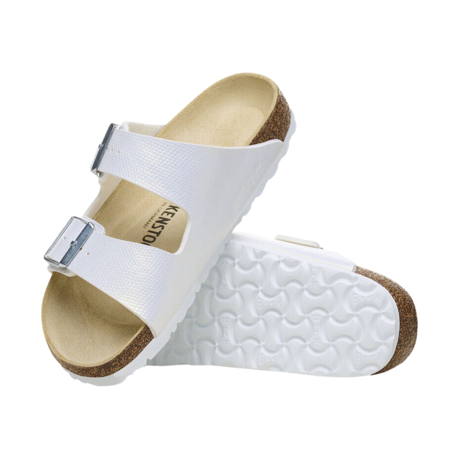 Birkenstock Arizona Birko Flor Embossed Sandal - Shiny White by Lenny's Shoe & Apparel