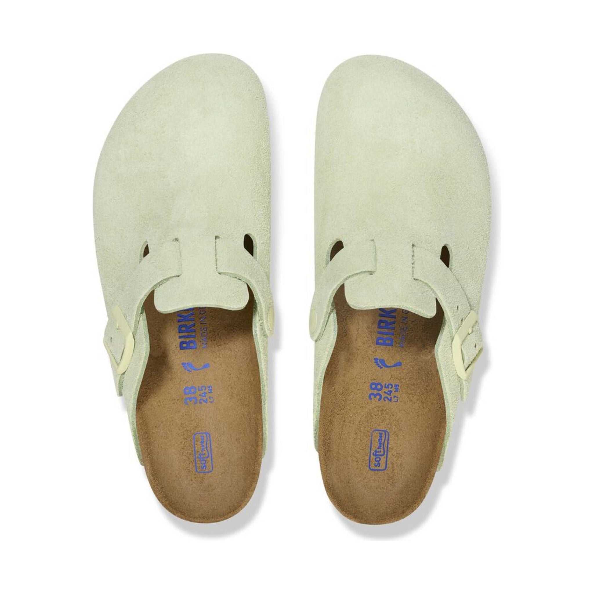 Birkenstock Boston Soft Footbed Suede Leather Clog - Faded Lime by Lenny's Shoe & Apparel