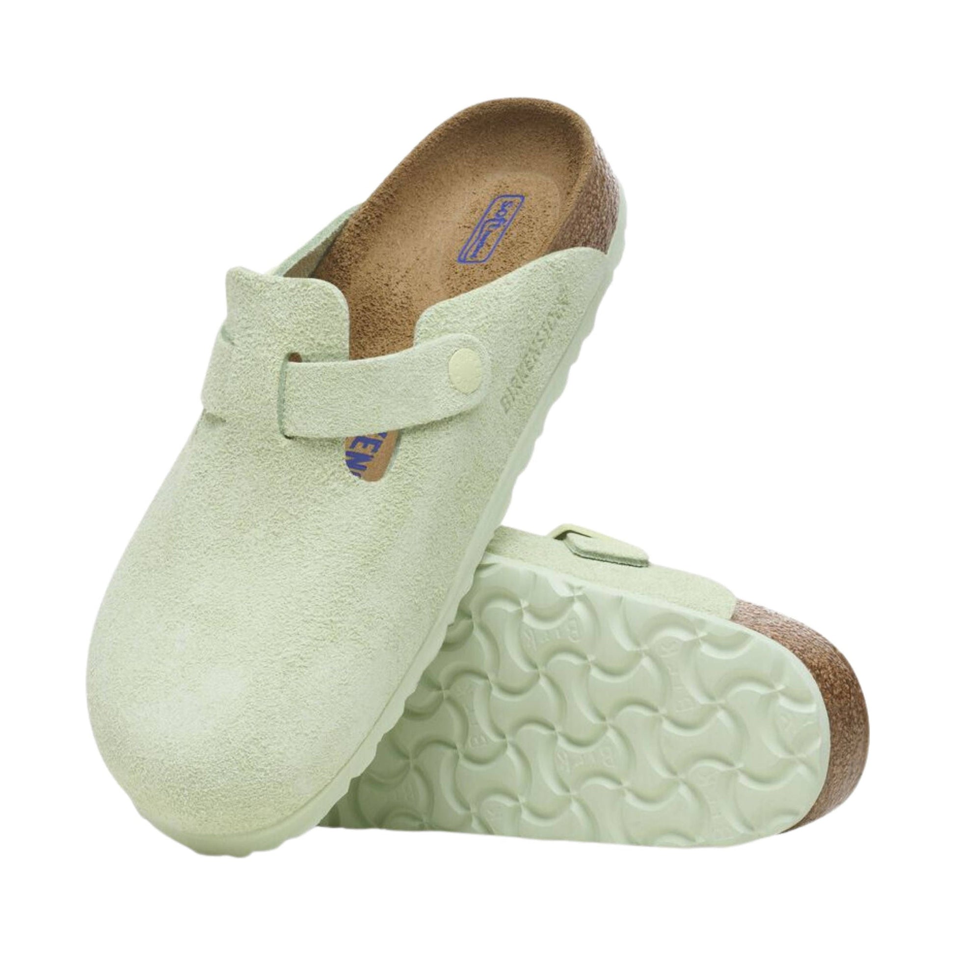 Birkenstock Boston Soft Footbed Suede Leather Clog - Faded Lime by Lenny's Shoe & Apparel