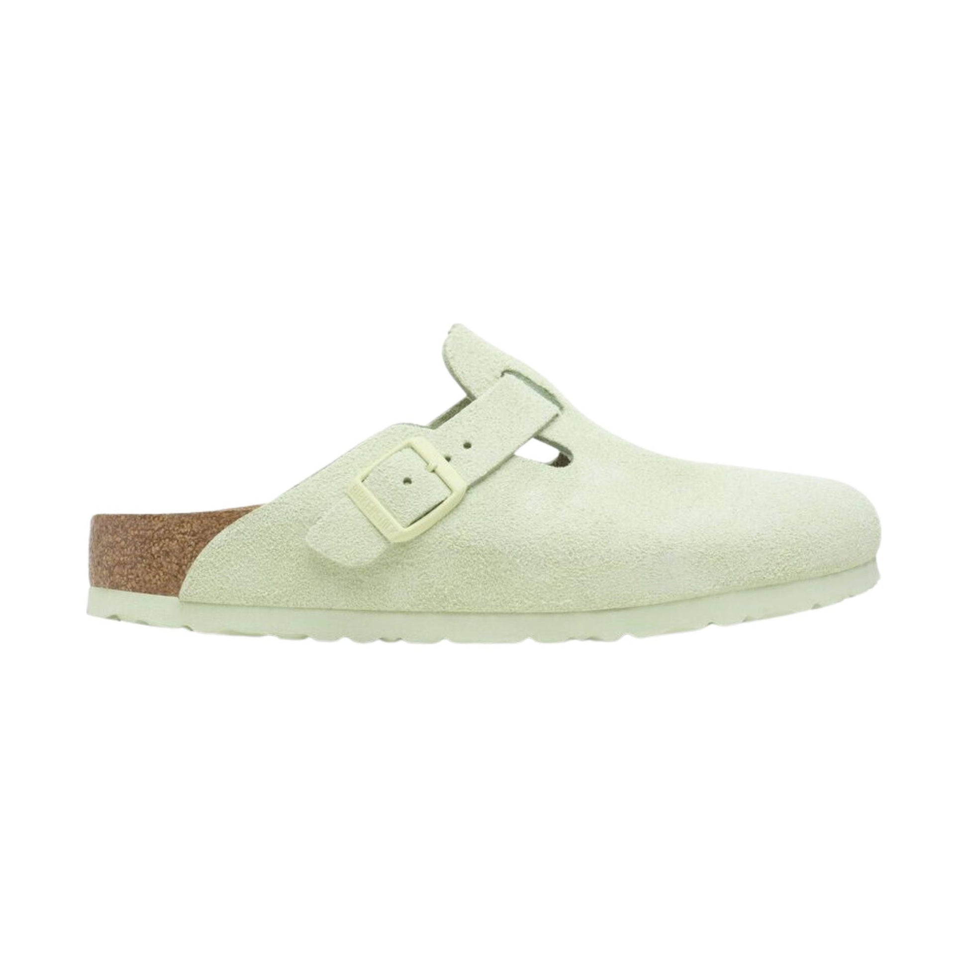 Birkenstock Boston Soft Footbed Suede Leather Clog - Faded Lime by Lenny's Shoe & Apparel