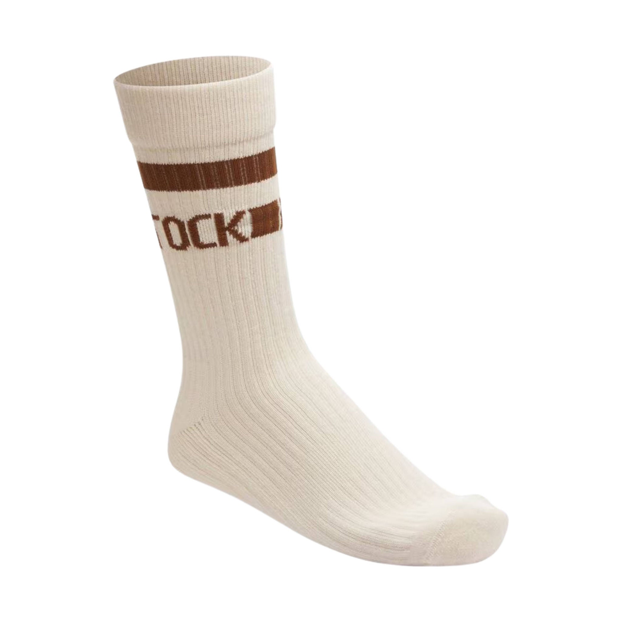 Birkenstock Cotton Crew Stripe Socks - Eggshell Brown by Lenny's Shoe & Apparel