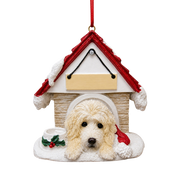 Ceramic Doghouse Ornament - Labradoodle Cream