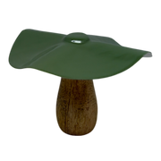 Metal and Mango Wood Mushroom  - Olive Green