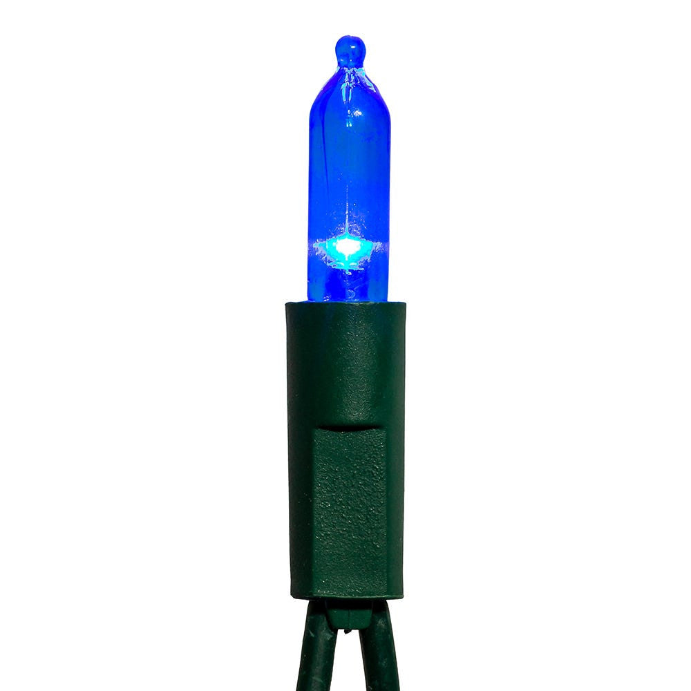50-Light Miniature Blue LED Green Wire Light Set