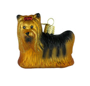 Yorkie Dog Glass Blown Ornament