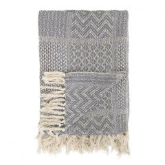 Throw Blanket Cotton Blend Textured Patterns Grey by Homeportonline