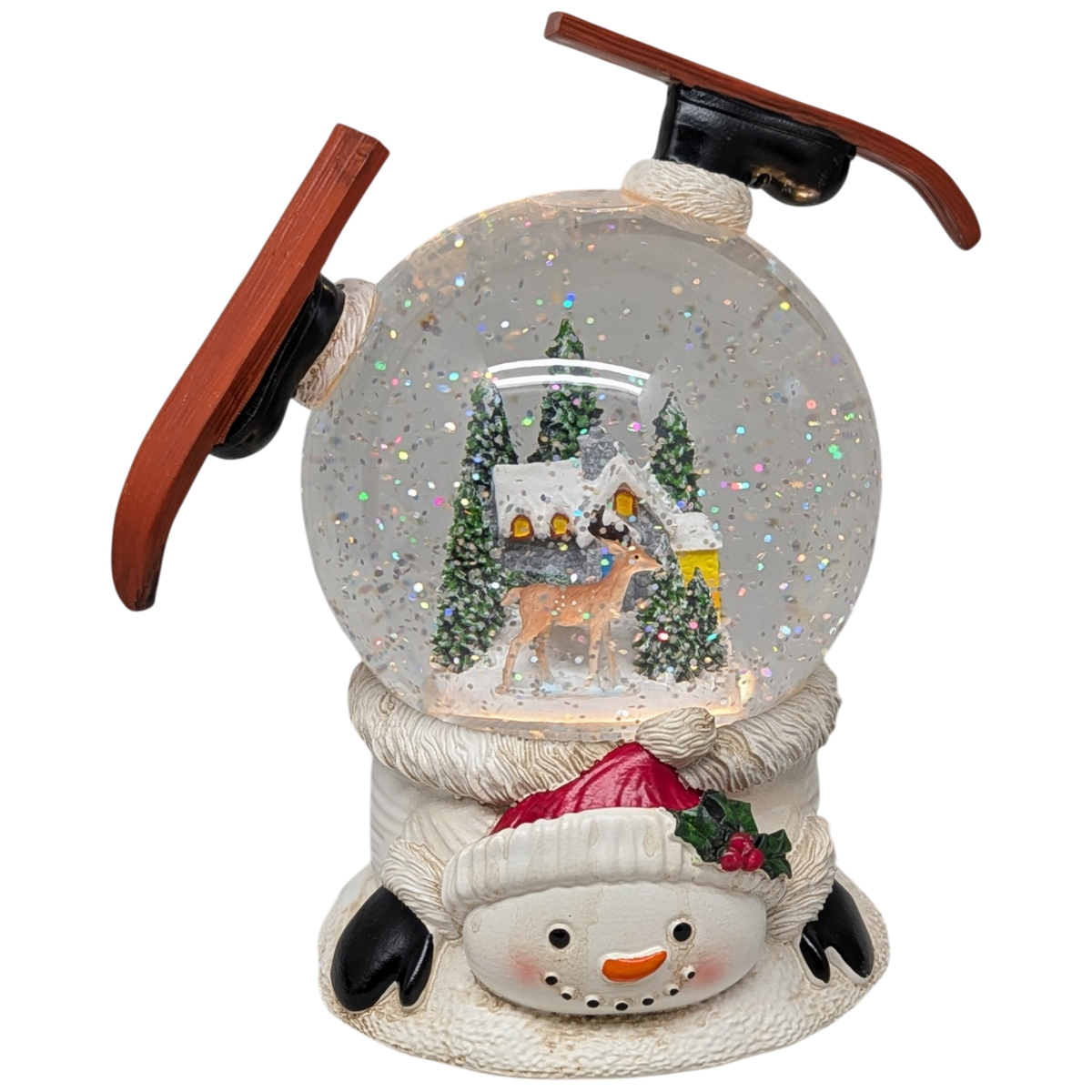 Lighted Spinning Snowman Water Globe Scene