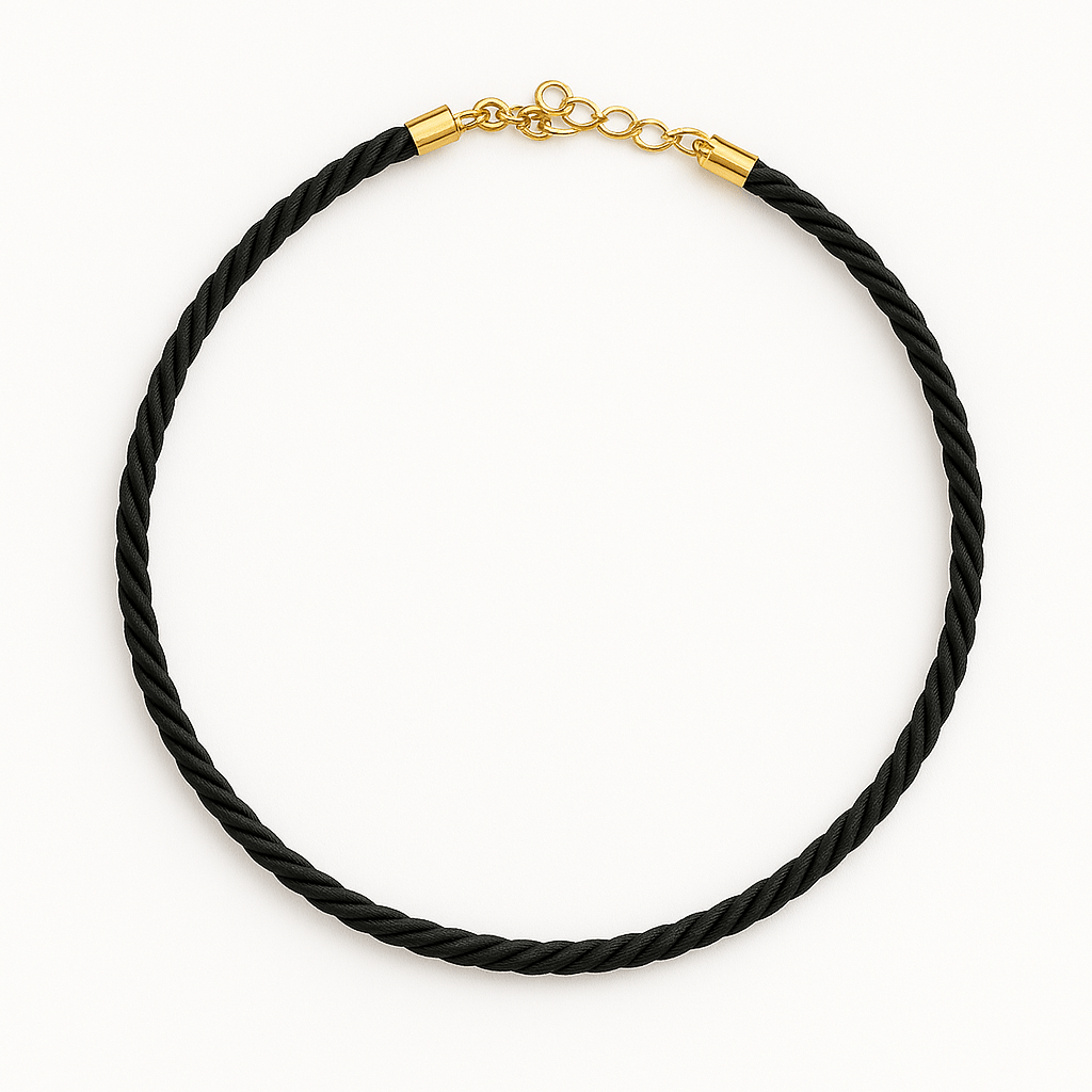 Black Silk Cord Braided Necklace by elliparr