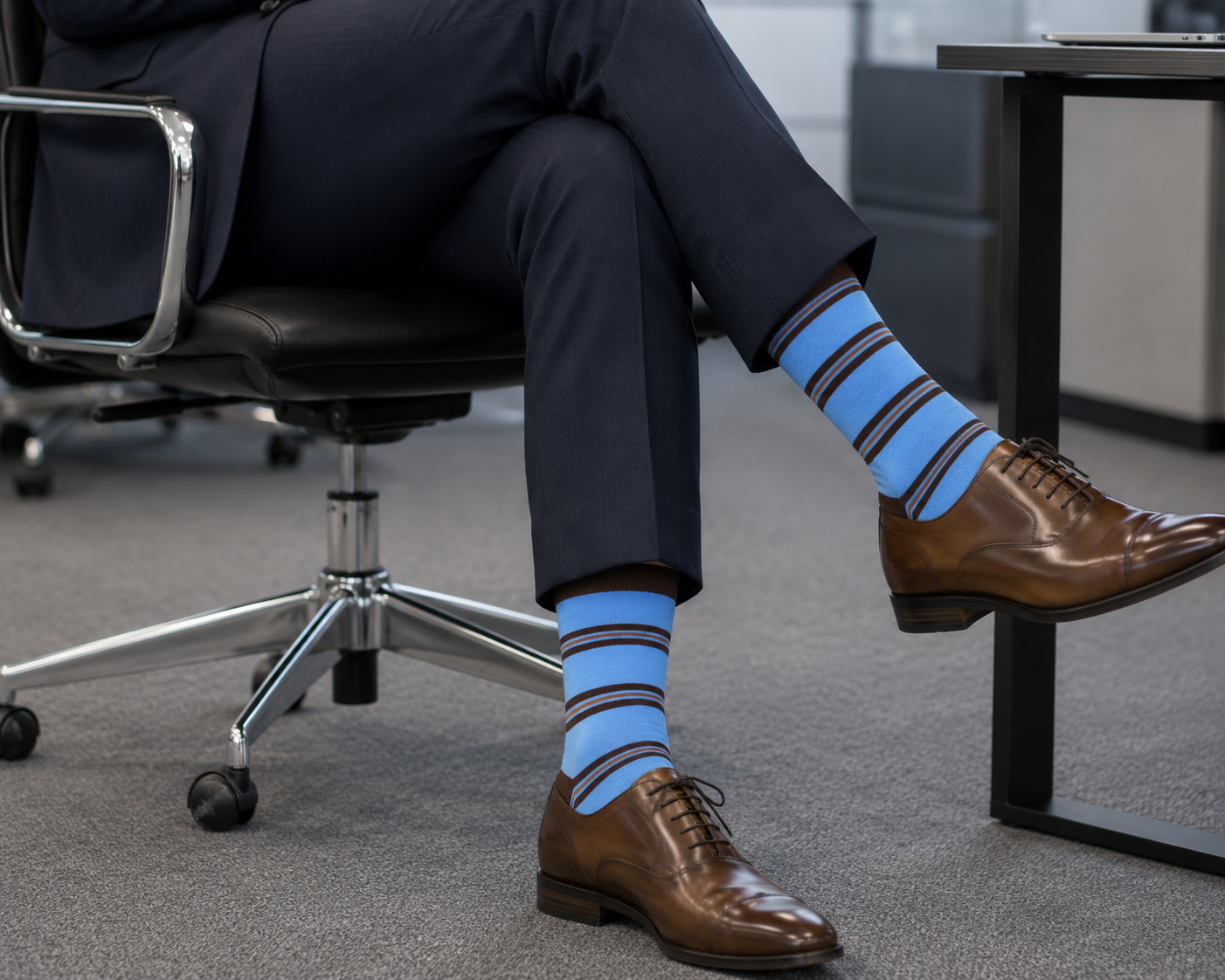 Blue and Brown Stripe Socks