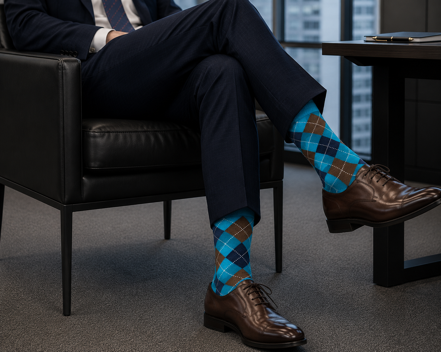 Blue/Brown Argyle Men's Socks