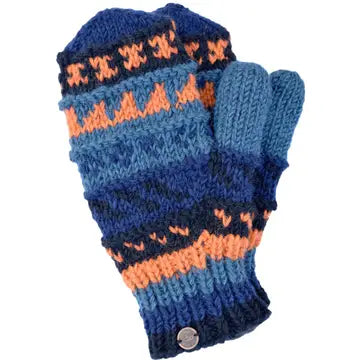 Patterned Mittens-Pure Wool-Knitted