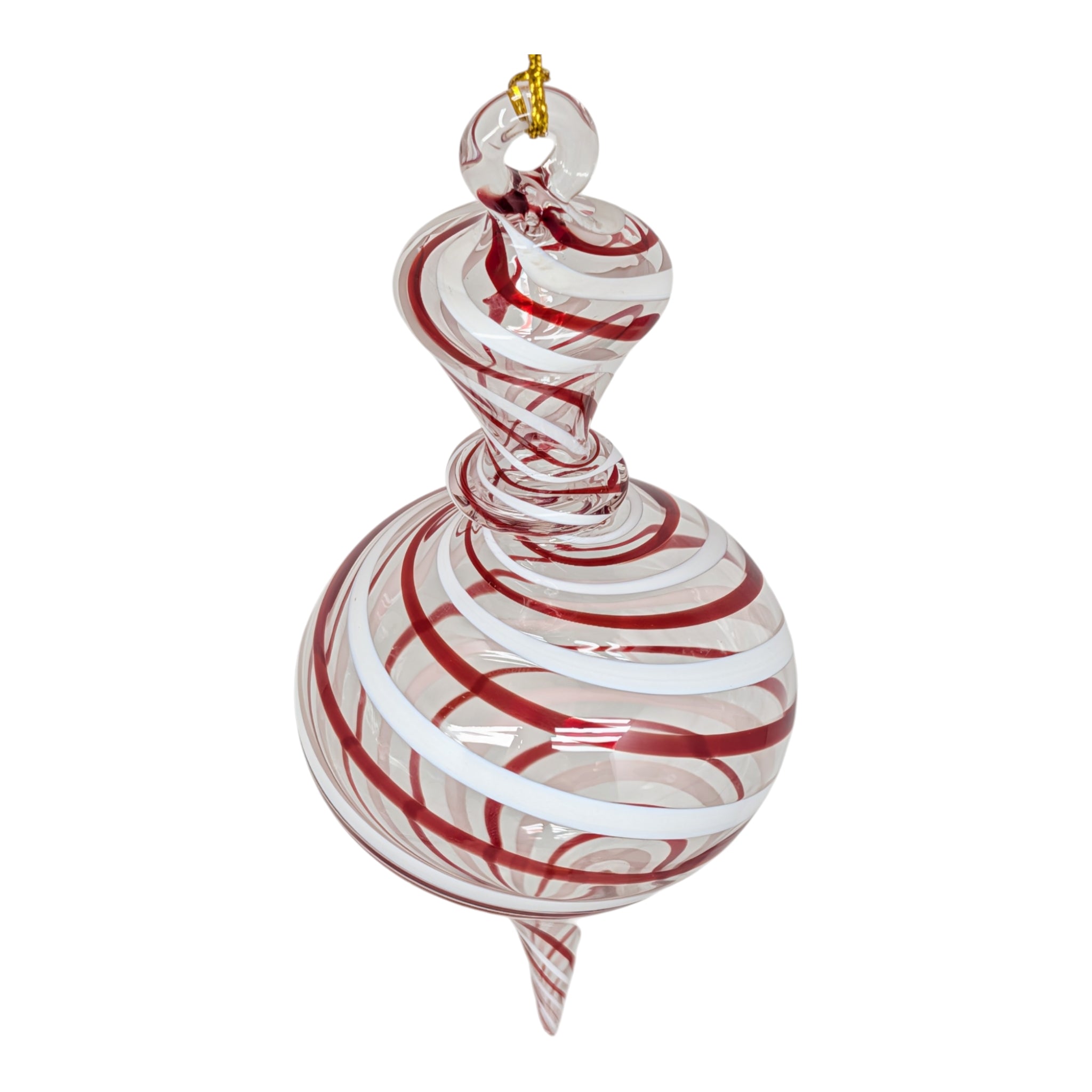 Red & White Swirl Finial Ornament