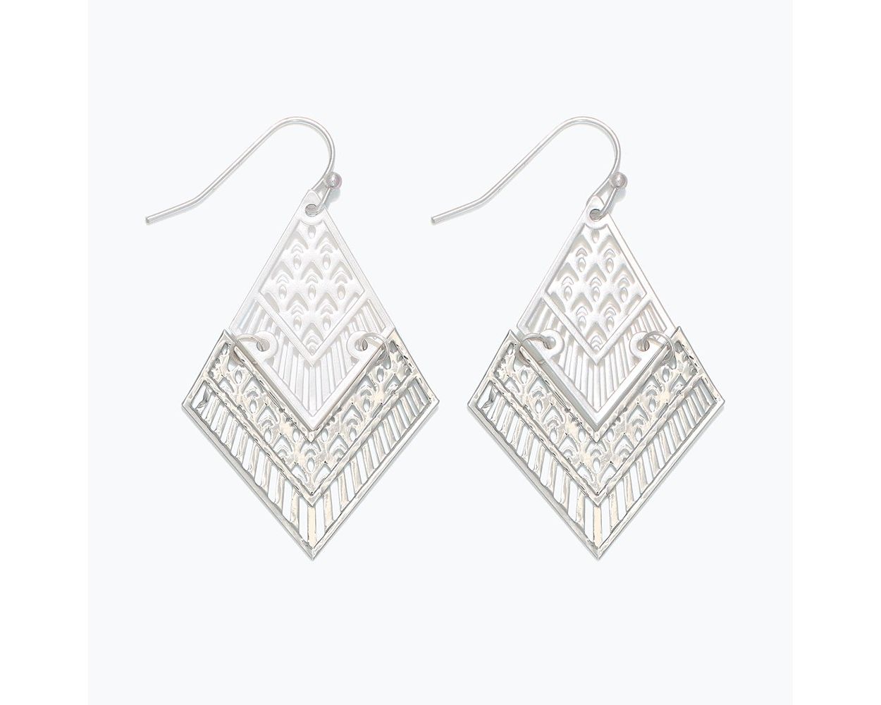 Hinged Silver Filigree Earrings – Matte and  Shiny Finish