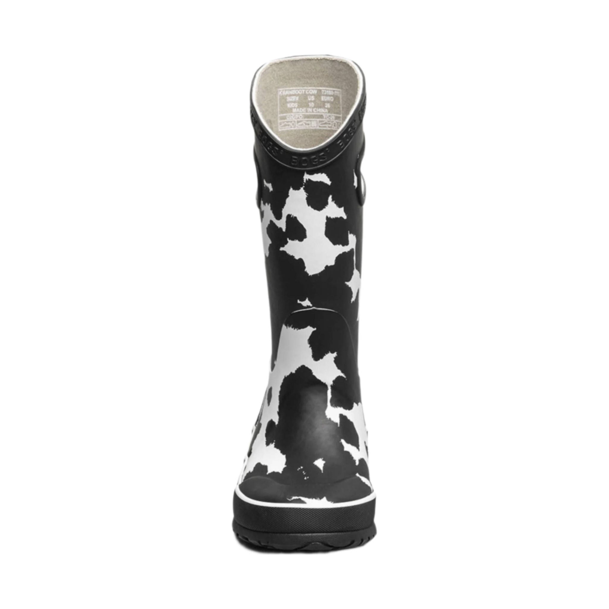Bogs Kids' Cow Rain Boots - Black & White by Lenny's Shoe & Apparel