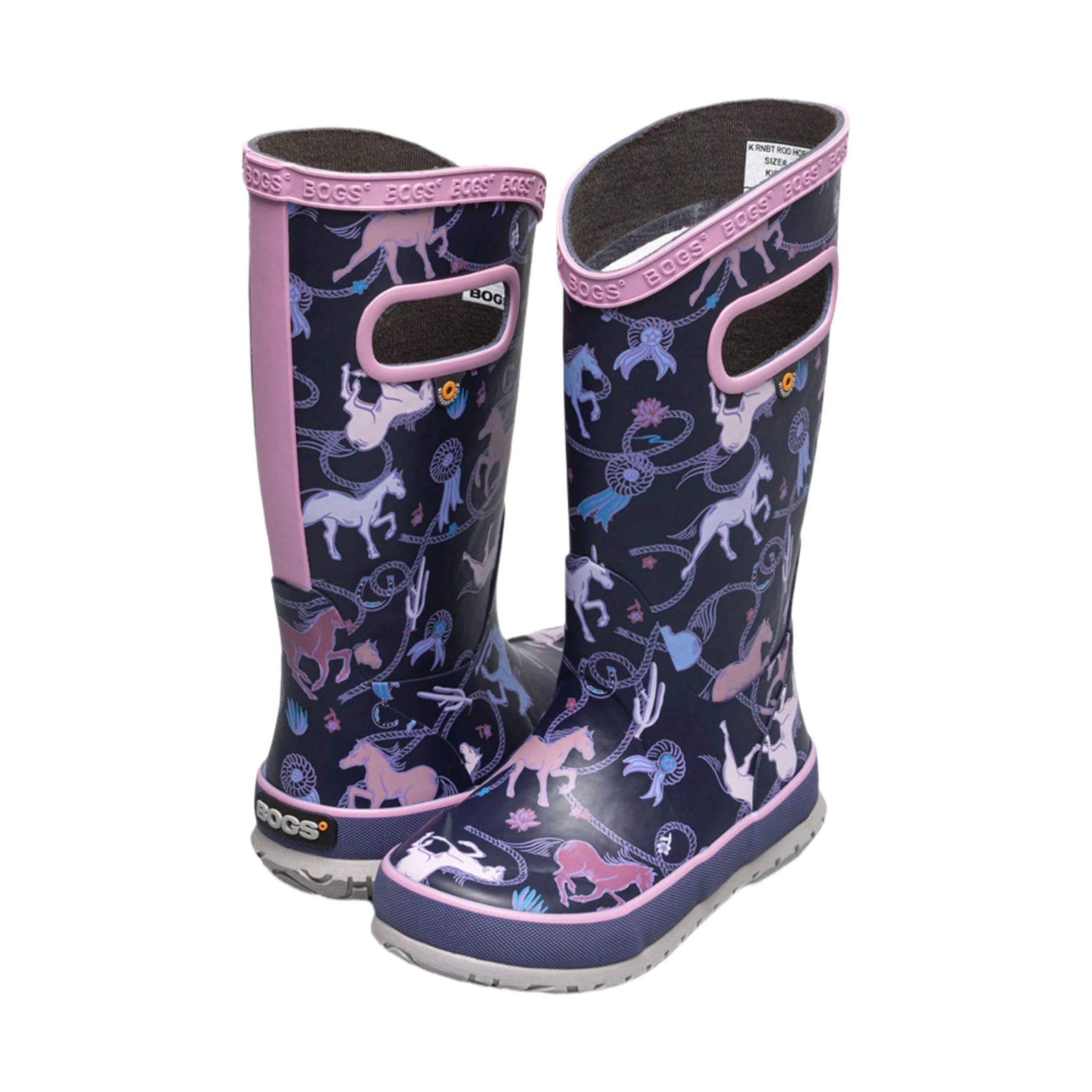 Bogs Kids' Rodeo Horse Rain Boots - Purple Multi by Lenny's Shoe & Apparel