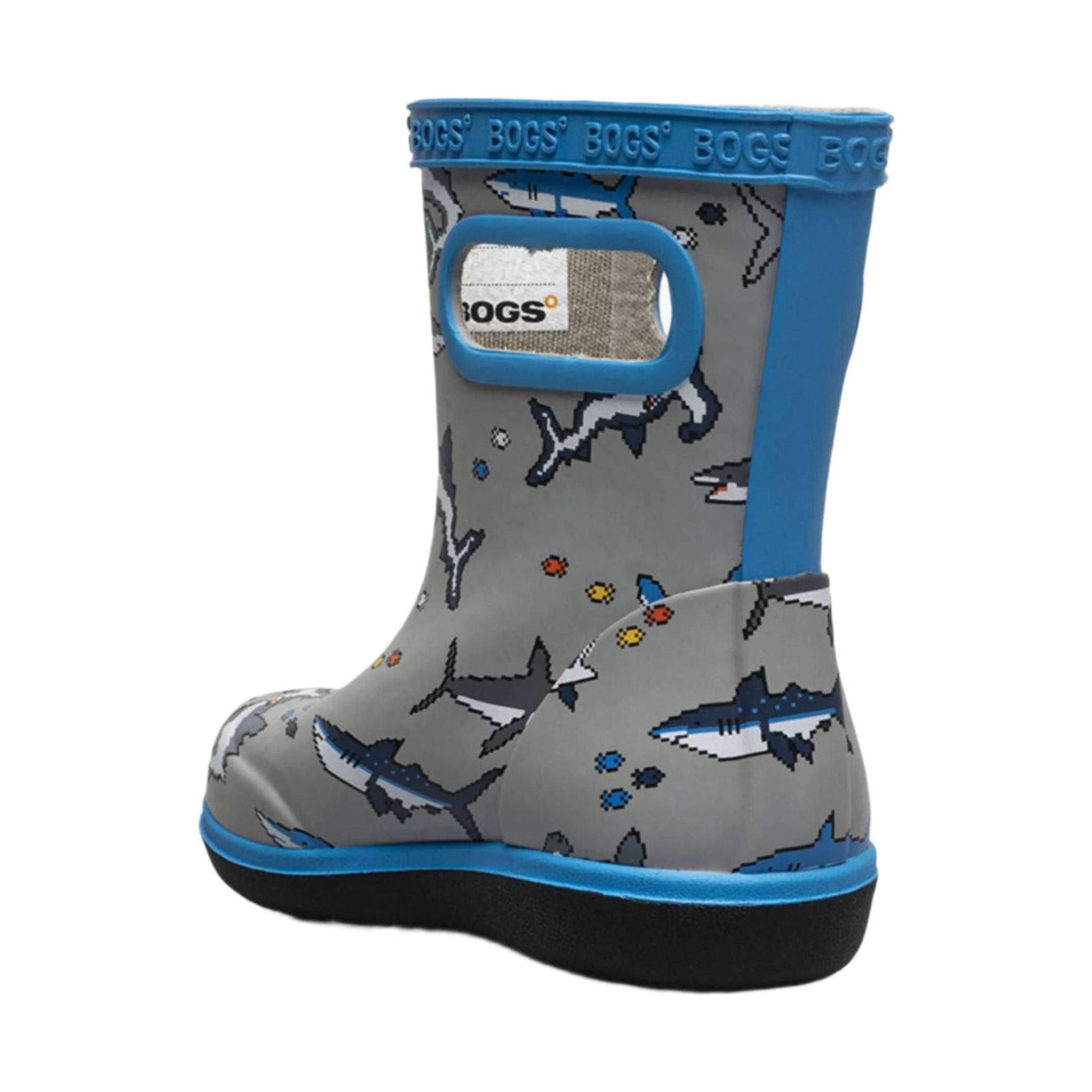Bogs Kids' Skipper II Pixel Shark Rain Boots - Gray Multi by Lenny's Shoe & Apparel