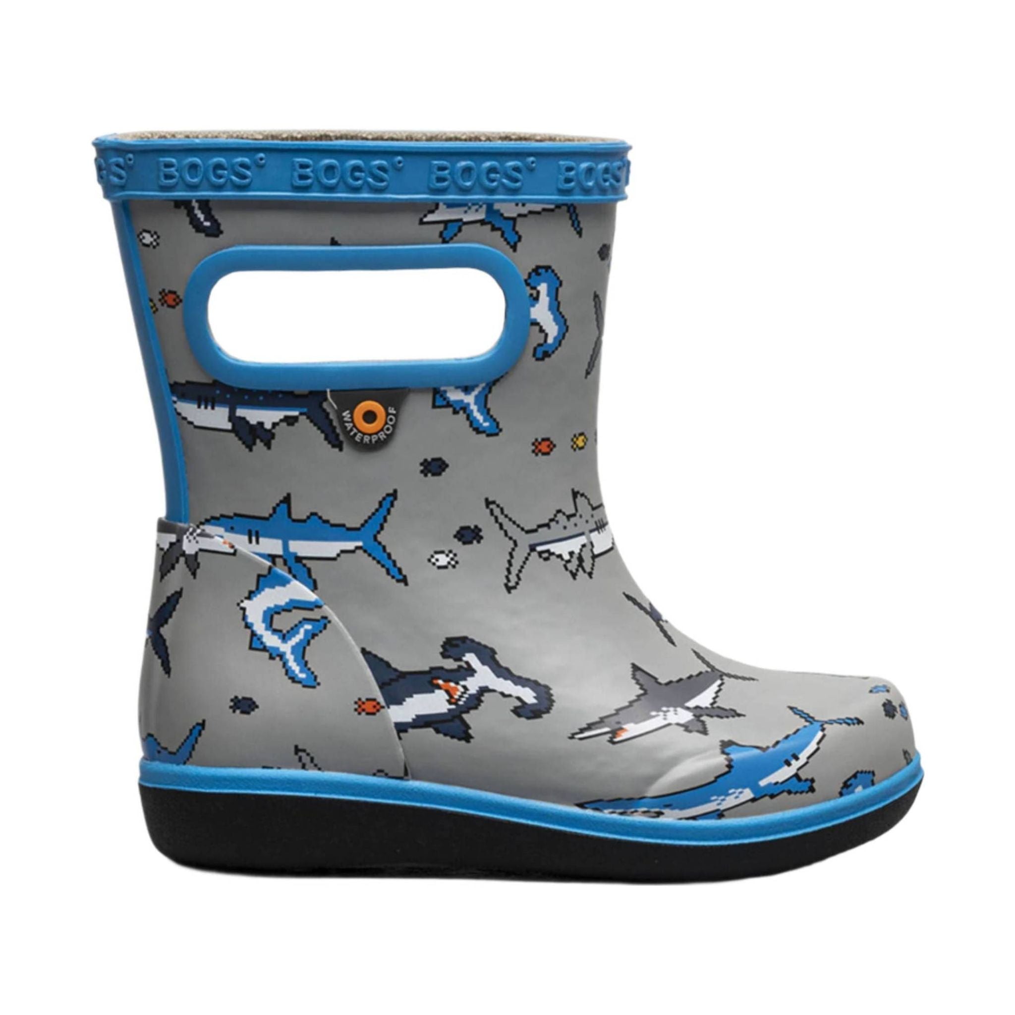 Bogs Kids' Skipper II Pixel Shark Rain Boots - Gray Multi by Lenny's Shoe & Apparel