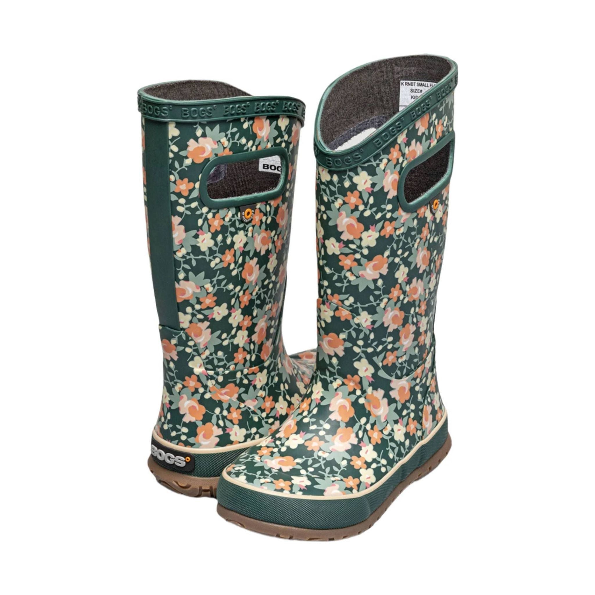 Bogs Kids' Small Floral Rain Boots - Emerald Multi by Lenny's Shoe & Apparel