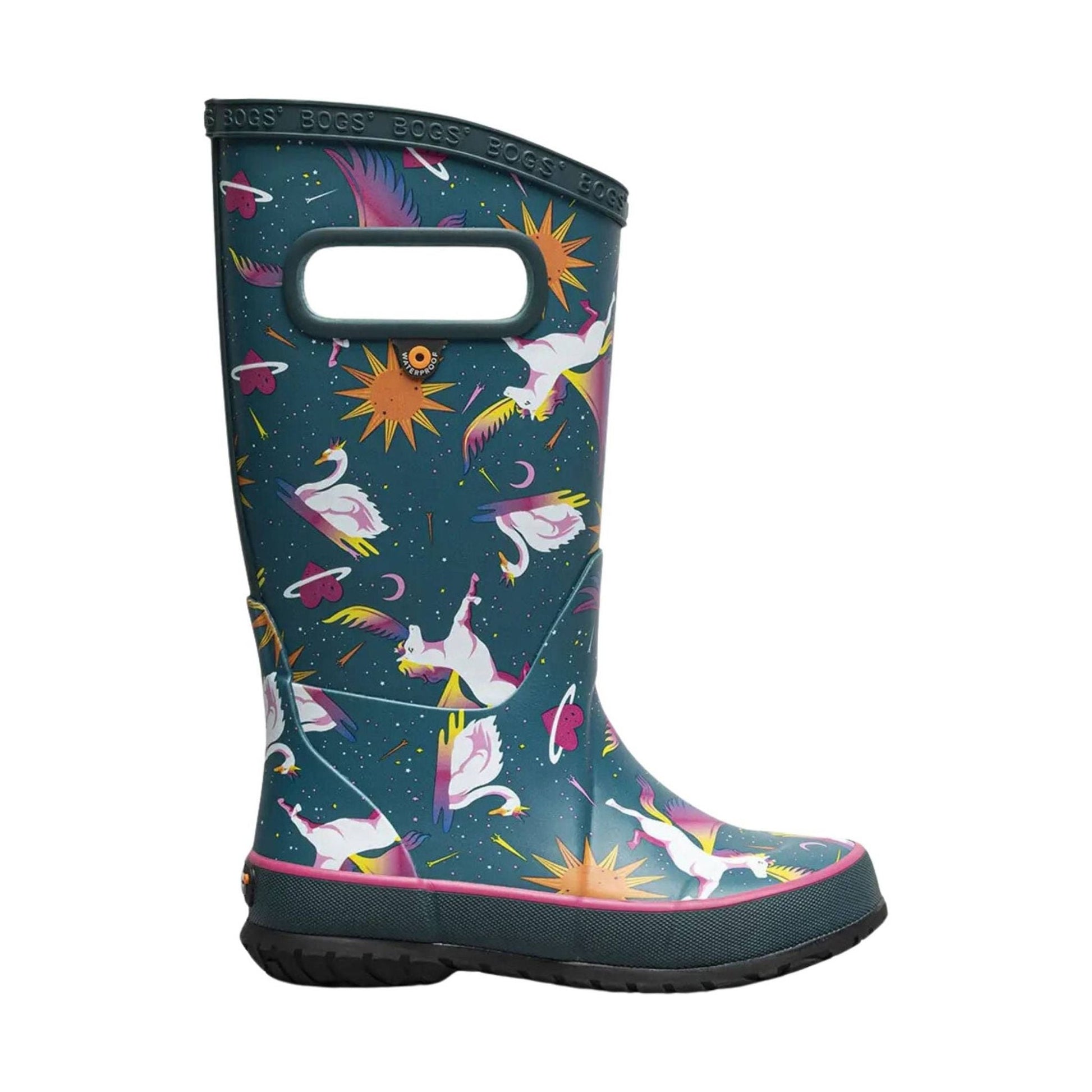 Bogs Kids' Unicorn Swan Rain Boots - Teal Multi by Lenny's Shoe & Apparel