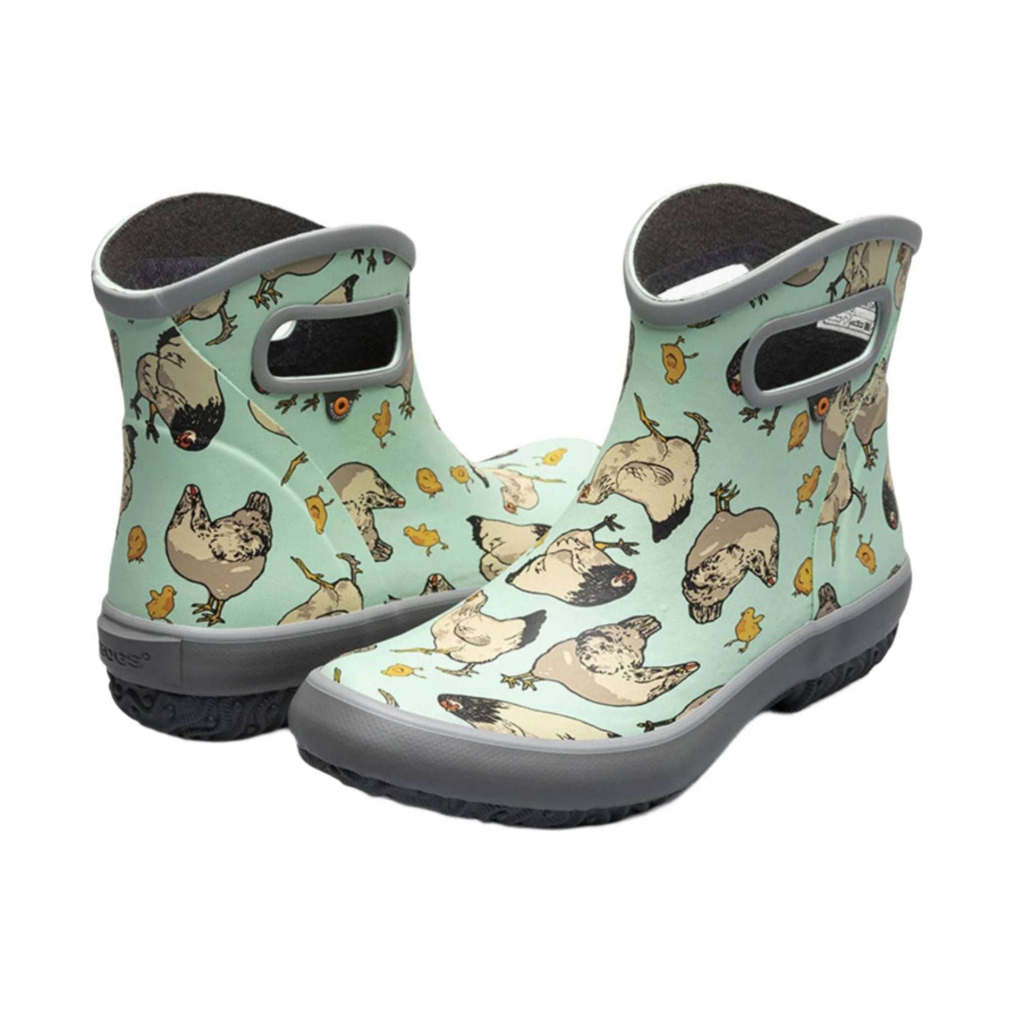Bogs Women's Patch Ankle Chickens Garden Rain Boots - Aqua by Lenny's Shoe & Apparel