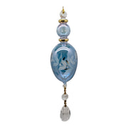 Heron Blue Elongated Perfume Bottle Ornament with Crystal Dangles