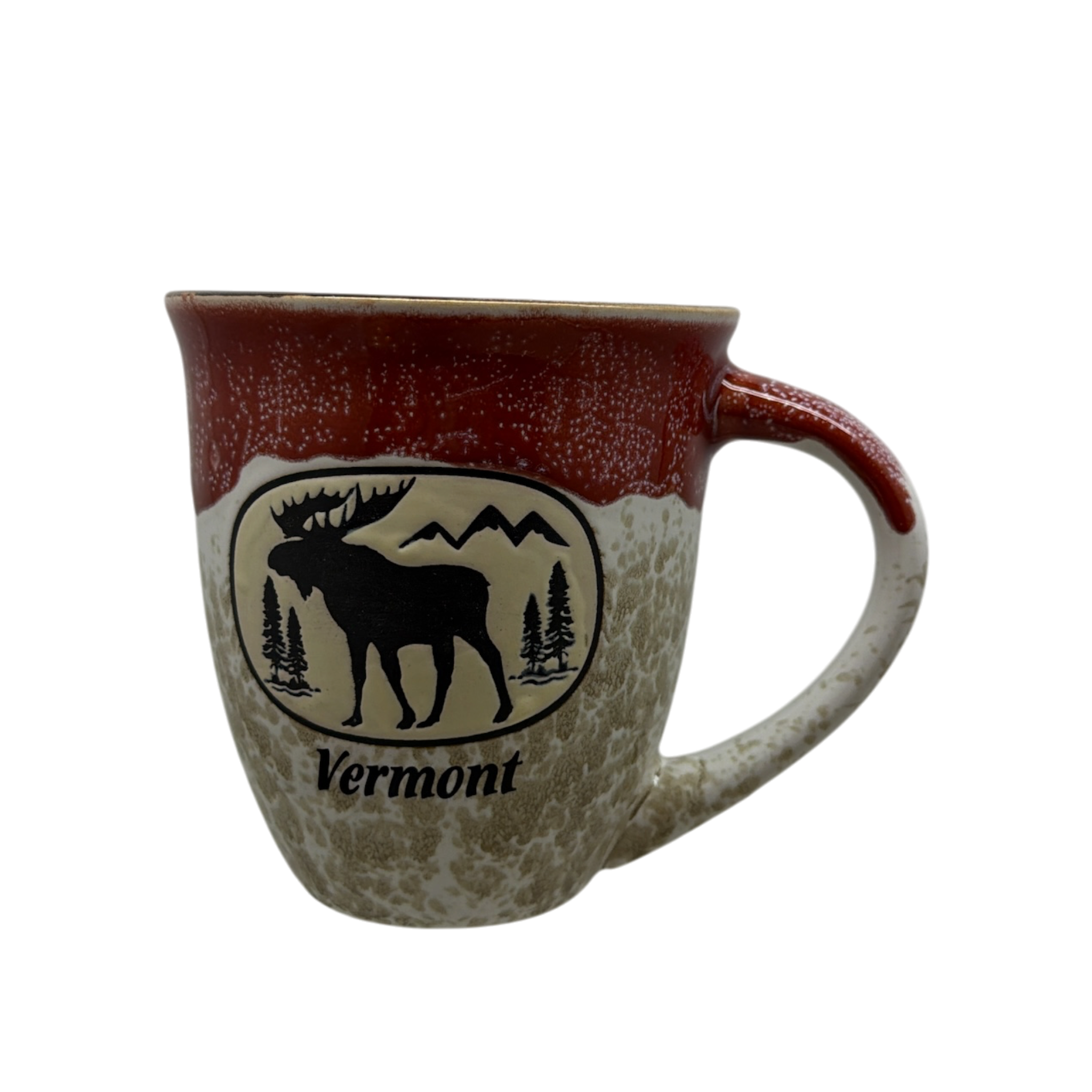 Moose Oval Drip Glaze Mug - Red