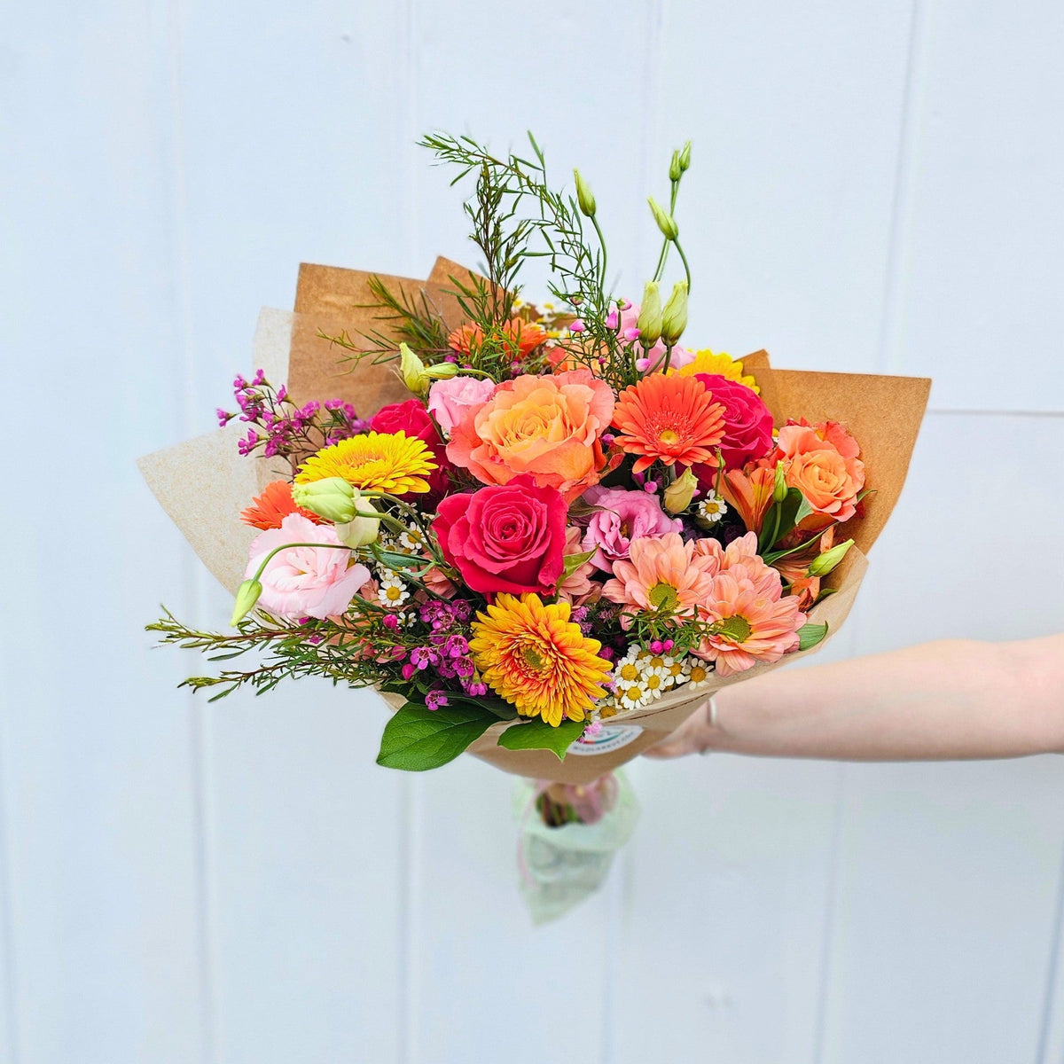 Bright and Cheery Wrapped Bouquet - Designer's Choice