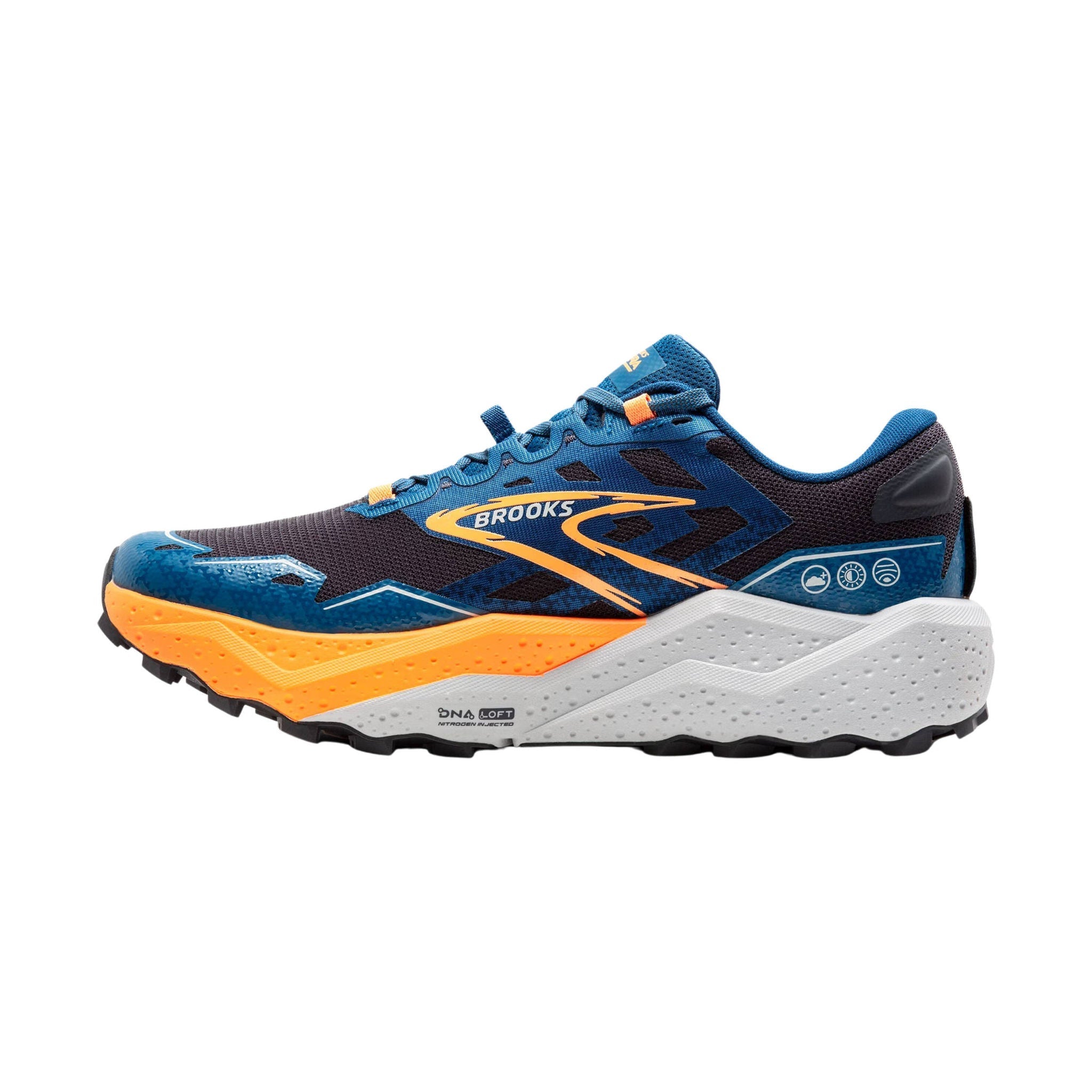 Brooks Men's Caldera 7 Trail Running Shoe - Ebony/Blue Sapphire/Orange by Lenny's Shoe & Apparel