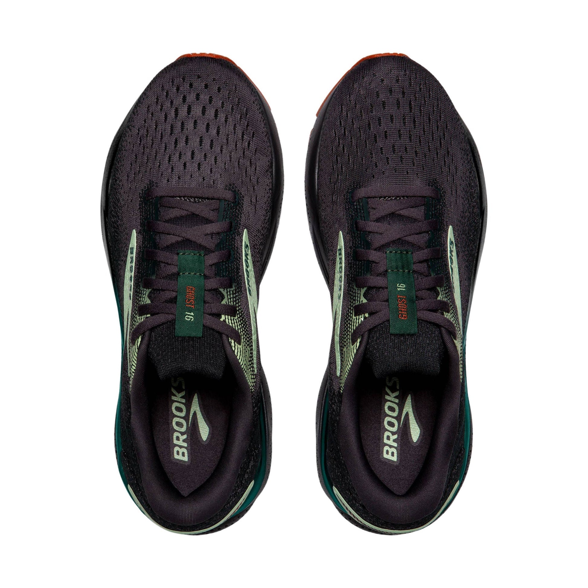 Brooks Men's Ghost 16 Road Running Shoes - Blackened Pearl/June Bug/Green by Lenny's Shoe & Apparel