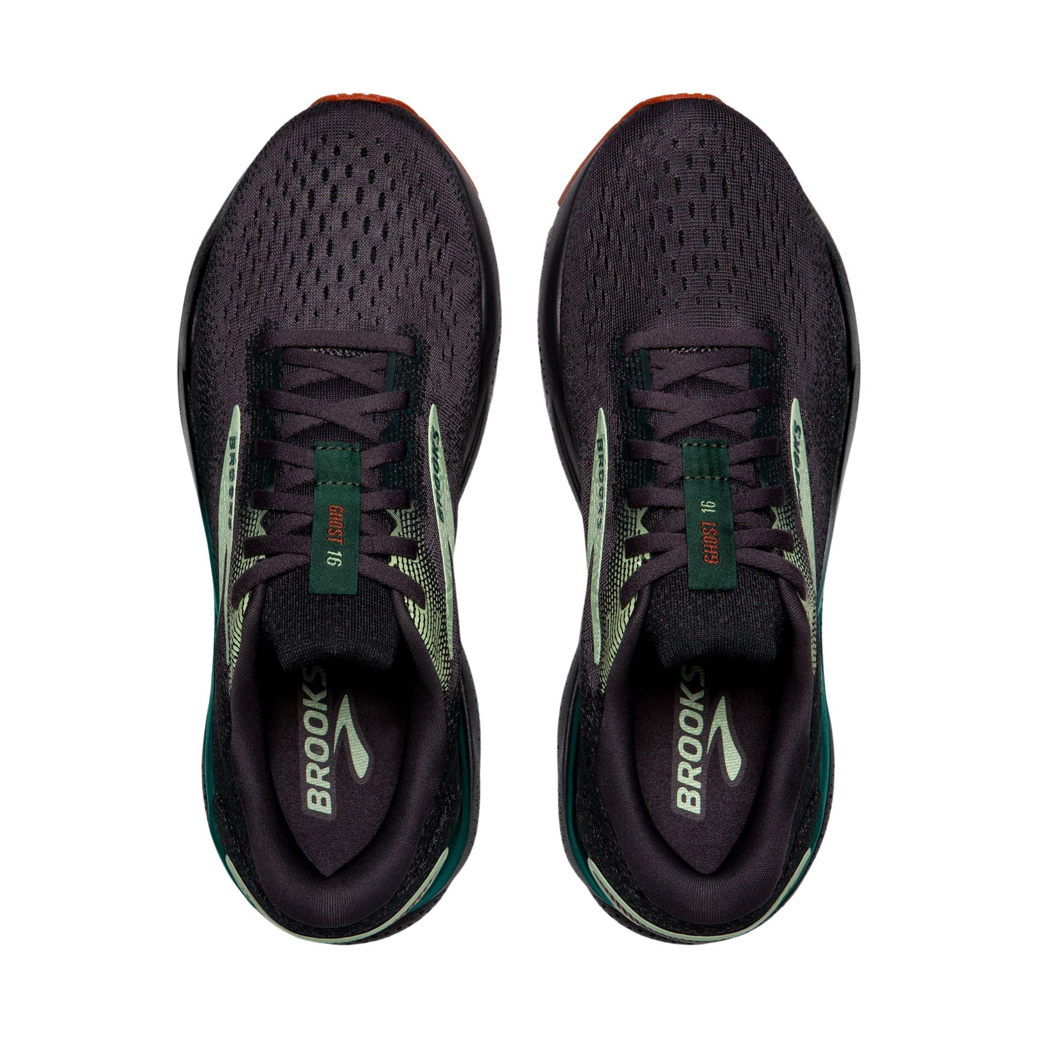 Brooks Men's Ghost 16 Road Running Shoes - Blackened Pearl/June Bug/Green by Lenny's Shoe & Apparel