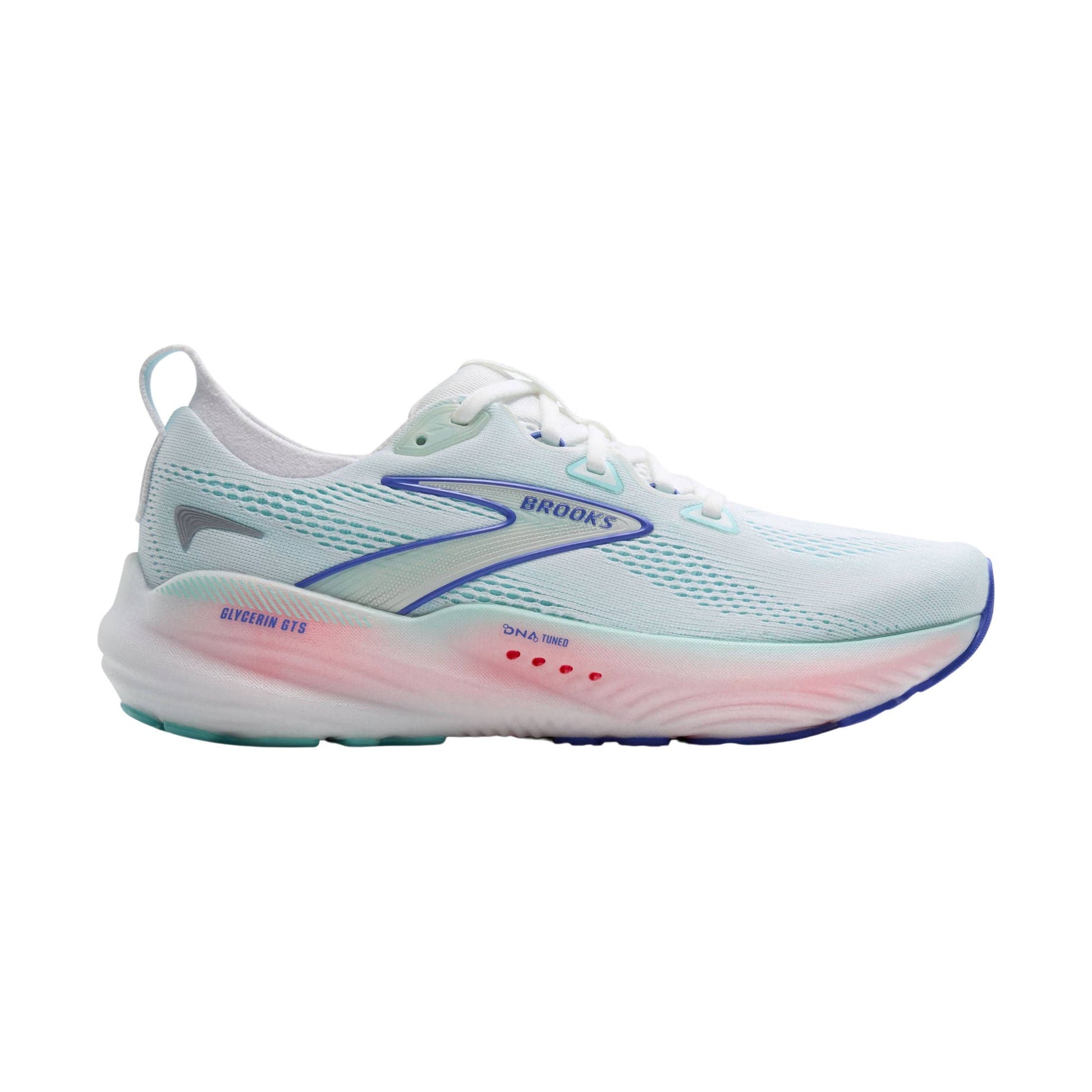 Brooks Women's Glycerin GTS 22 Road Running Shoes - White/Limpet Shell/Amparo Blue by Lenny's Shoe & Apparel