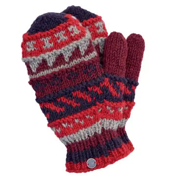 Patterned Mittens-Pure Wool-Knitted