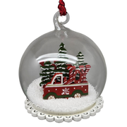 Glass Snow Ball Scene Ornament - Vintage Truck Version