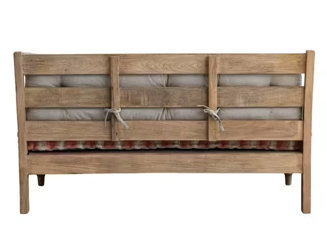 Sofa Wood Embroidered Cushions with 2 Bolster Pillows Red & Blue 59"w by Homeportonline