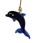 Solid Blown Glass Dolphin Ornament
