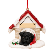 Ceramic Doghouse Ornament - Pug - Black