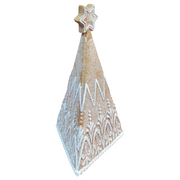 Gingerbread Tri-Tree - White Glitter and Star - 11 Inch