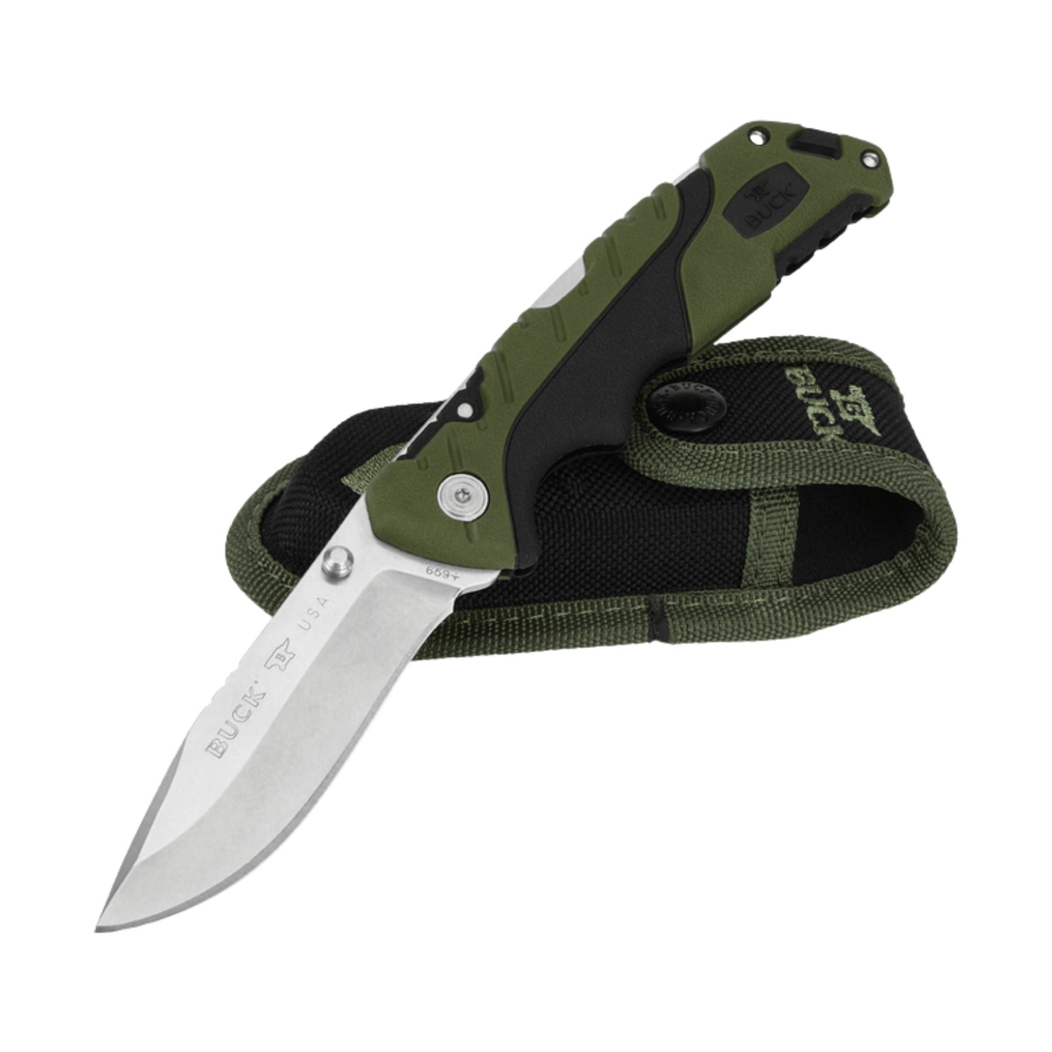 Buck Large Folding Pursuit Knife - Green/Black by Lenny's Shoe & Apparel