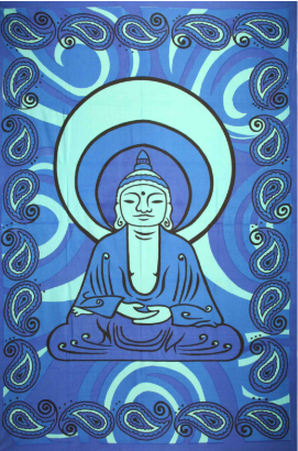 Tapestry Single Size Bubba Buddah Blue & Aqua by Homeportonline