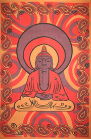 Tapestry Single Size Bubba Buddah Red & Yellow by Homeportonline
