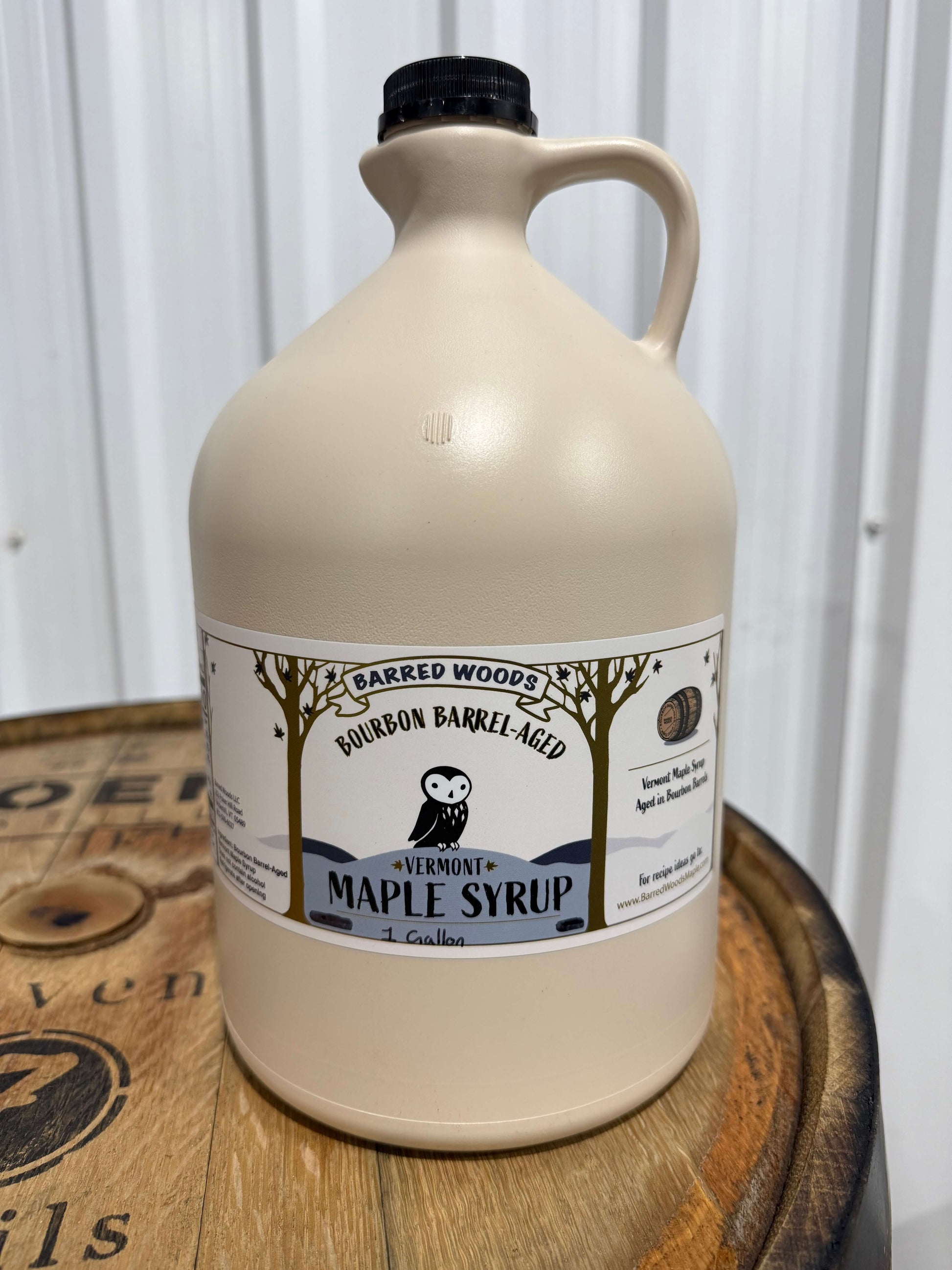 Bulk Bourbon Barrel Aged Maple Syrup - One Gallon Jug by Barred Woods Maple